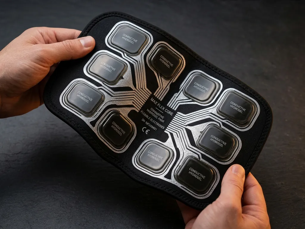 Max Flex Core flexible wing pad showing conductive hydrogel electrode pads